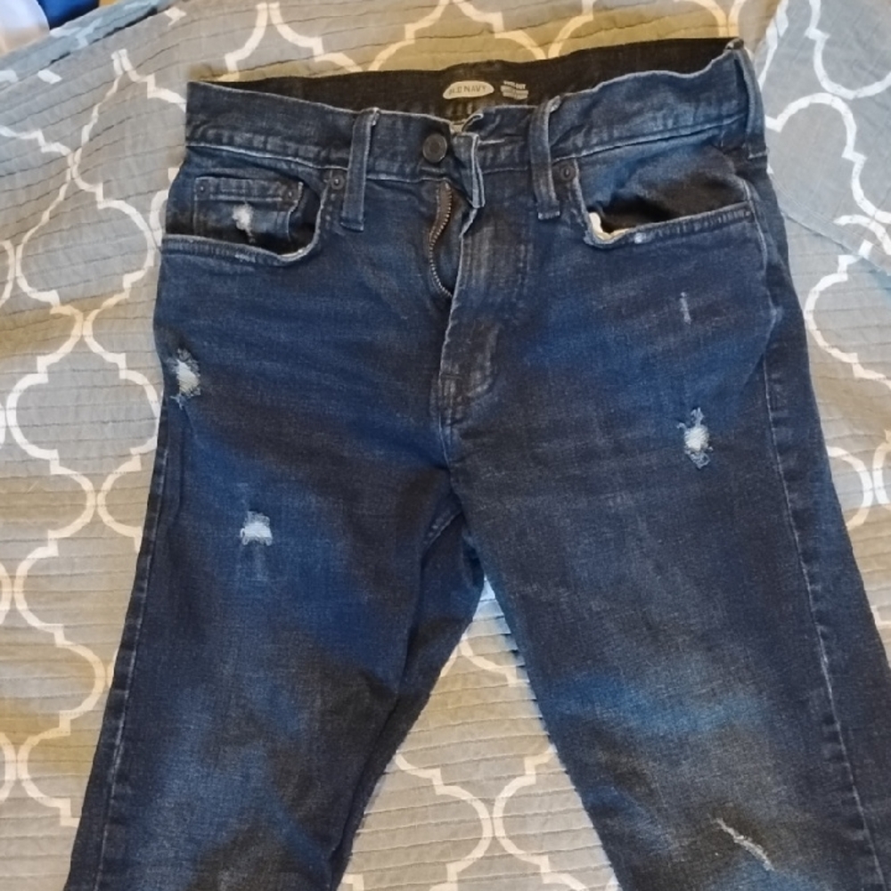 Old Navy Blue Boot Cut (Built In Tough/Flex) Jeans with Distressed Details 30x32